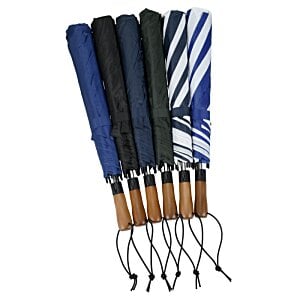 Foldable Umbrella with Wooden Handle – Windproof & Portable